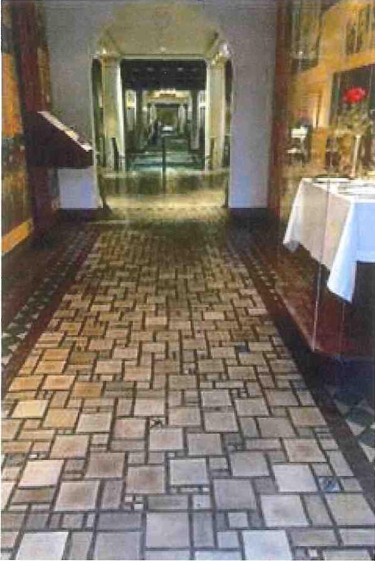 Random field tile patterns and borders were composed of vitreous grès or glazed tiles with a wide variation of color if desired.