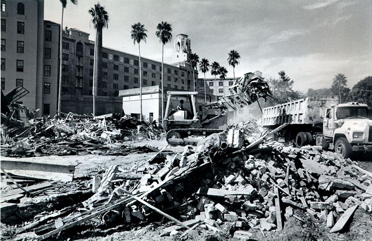 The former servants quarters are reduced to rubble in September of 1980.  Photo credit: Tampa Bay Times